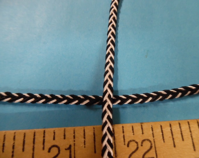 Tiny 1/8" Braided Flat Braid~Black & White~100% Cotton~By The Yard~Doll Dress and Hat Trim!