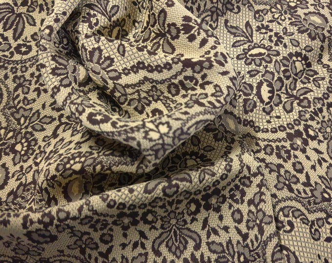 BASEMENT BARGAIN! Rayon Challis Suiting~Neo Classical Print~Burgundy/Wheat~12"x26"~Reversible