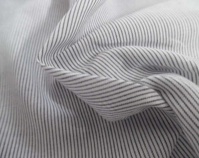 100% Cotton Voile~Micro Pinstripe of Navy on White~12"x58"~ Soft~Sheer Doll Fabric
