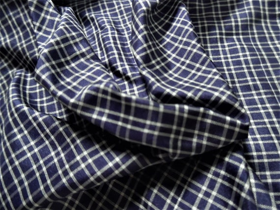 Navy and White Plaid Tissue Taffeta~9"x22"~Great 4 Miniatures~Small dolls~All dolls!