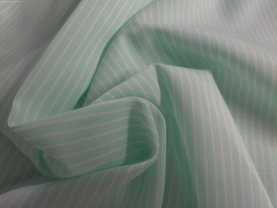 Pima Cotton Voile~White Pinstripes on Mint Green~Silky Hand~18"x29"