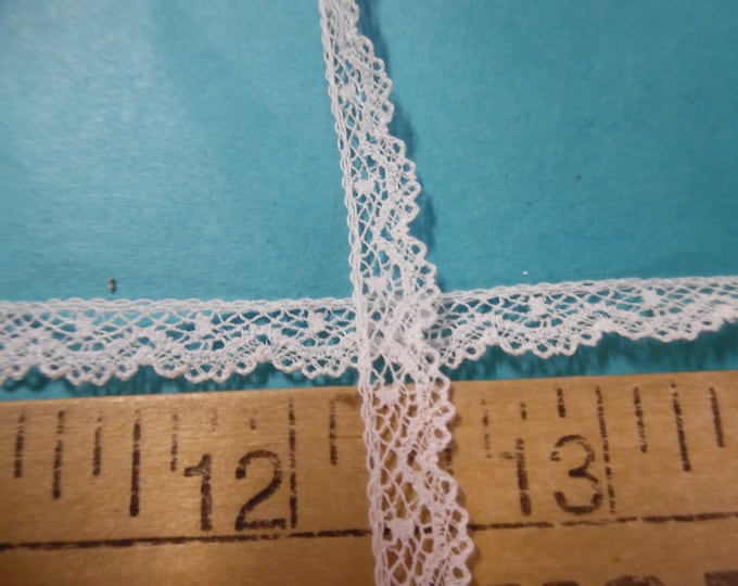 French Val Lace~White~Cotton~5/16" wide~Capital Imports~BY THE YARD~Lace R~Doll lace~Heirloom Sewing