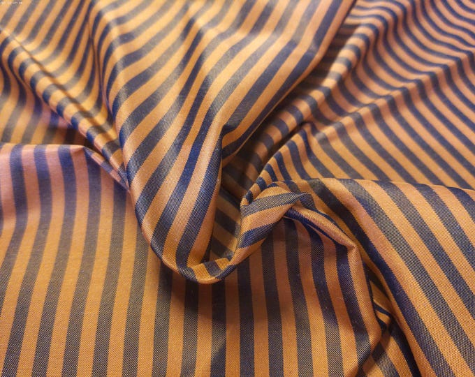 Silk Taffeta! Small Stripes of Pumpkin Orange and Muted Black~9"x27"