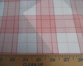 BASEMENT BARGAIN! 100% Cotton Voile~Large Scale Plaid~Peachy Pink/White~12"x58"