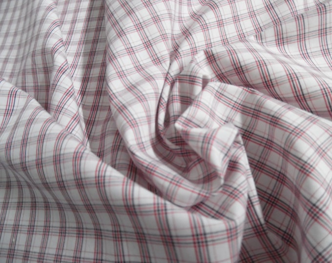 LAST! Micro Plaid Pima Cotton~Red/Navy/White~18"x29"~Italian~Doll Fabric