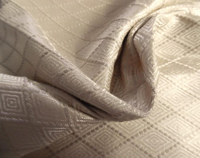 100% Silk Jacquard Brocade~Cream/Pearl~14"x27"~Doll Fabric