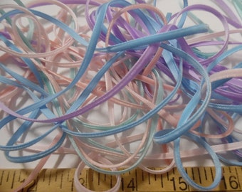 Tiny Velvet Ribbon (3MM) Assortment C~5 Colors~10 Yards~Doll Dress and Hat Trim!