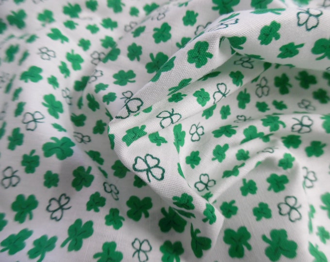 Only Listing! Shamrock Print~Cotton Calico~Green/White~St.Patrick's Day Fabric~21"x45"