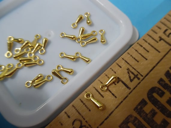 Micro Tiny Metal Dangle Beads~GOLD~Set 20~Embellishments~Dolls~Flapper
