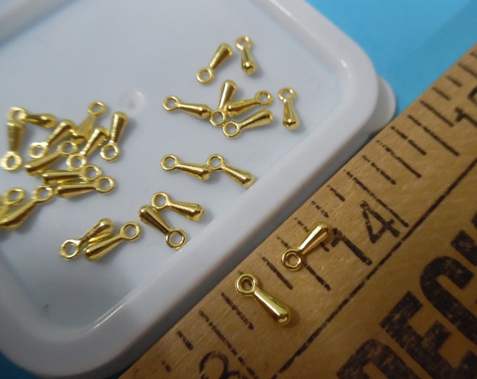 Micro Tiny Metal Dangle Beads~GOLD~Set 20~Embellishments~Dolls~Flapper