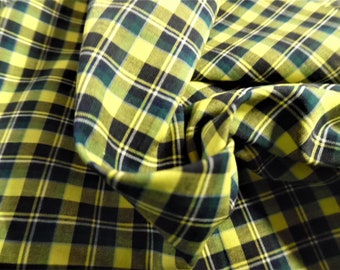 BASEMENT BARGAIN! Small Plaid Cotton Voile~Yellow/Blue/Black~19"x59"~Soft~Semi Sheer