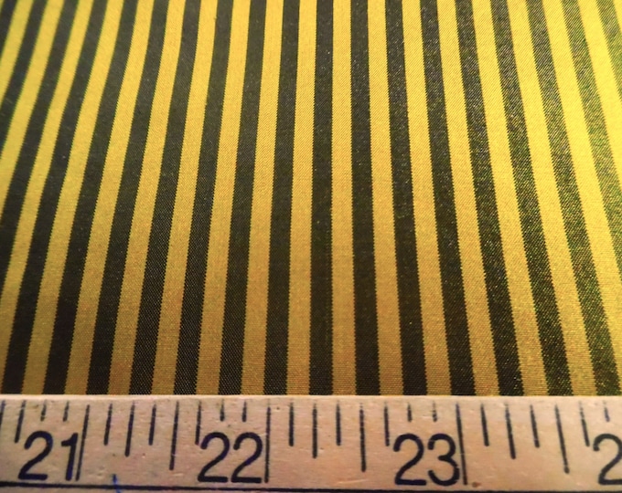 LAST PIECE! High End Silk Taffeta~Tiny Stripe~Charcoal and Dark Gold~18"x27"~Doll Fabric
