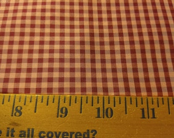 Small Check Silk Taffeta~Red/Pink~9"x27"~ONLY PIECE!