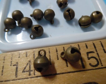 Tiny Jingle Bells~Novelty Buttons~Adornments~5MMx4.5MM~Set of 15~Dolls~Santas~Antique Bronze