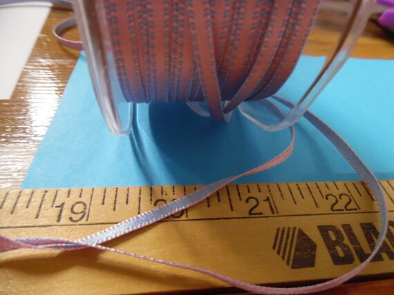 Double Sided Satin Ribbon~Blue & Pink~3/16"~4 Yards