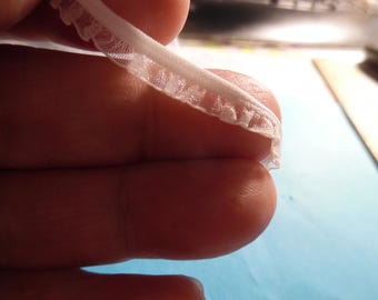 Tiny Ruffled Elastic~6MM wide~White~BY THE YARD~Doll Trim