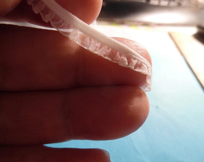 Tiny Ruffled Elastic~6MM wide~White~BY THE YARD~Doll Trim
