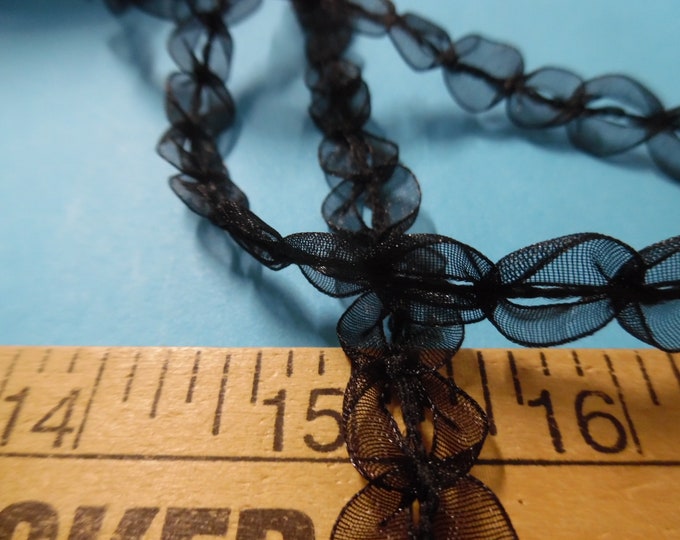 Fancy Looped Ribbon Trim~Nylon Organza~Jet Black~1/2"x 2Yds~Doll Dress and Hat Trim!