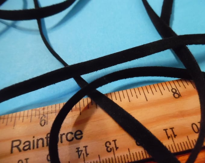 Vintage 1950's Rayon Velveteen Ribbon~Black~5MM x 3 Yards