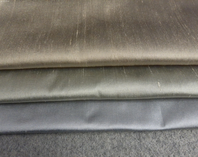 STASH BUILDER~Silk Taffeta in Three Metal Colors~Assortment ~1/3 YD Total