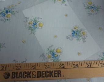 1950's Cotton Voile~Daisy Clusters on Light Blue~Soft~Semi Sheer~18"x36"