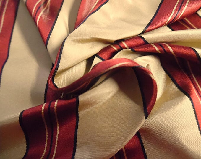 LAST! High End Silk Taffeta~Ribbon Stripes~Dark Red/Maize~14"x54"~Doll Fabric