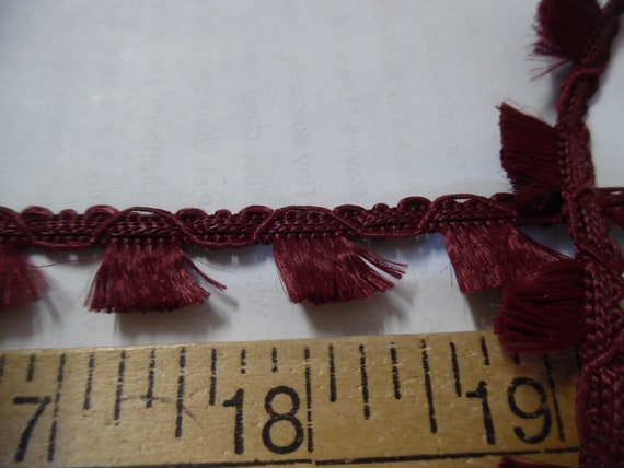 Silky 1/2" Wide Tassel Fringe~Soft Nylon~Wine Color~By The Yard~Modern, and Vintage Dolls~Flapper
