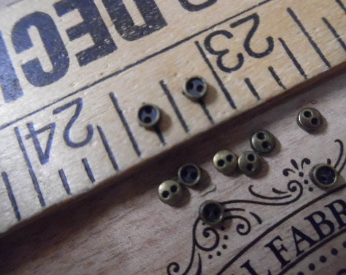 Miniature Metal Doll Buttons~Two Hole~Antique Bronze~2.8MM~BY THE DOZEN!