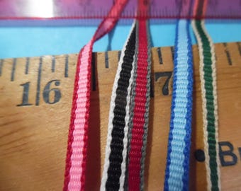 Vintage 1950's Ribbon Braid~Assortment B~Five Color Combos~10 Yards~1/8"wide