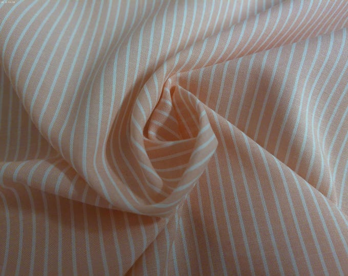 Pima Cotton Voile~White Pinstripes on Peach~Silky Hand~18"x29"