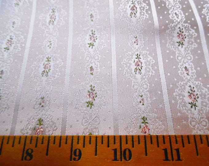 100% Silk Brocade~Miniature Scale~Rose Ribbon Stripe~Shades Pink/Pearl~19"x20"~Japan