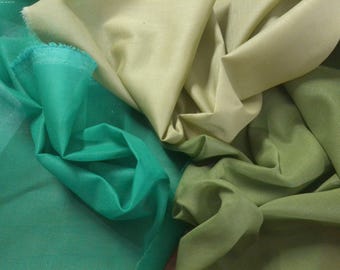 Stash Builder Lot!  100% Cotton Voiles~Shades of Green~3 Colors~1/2YD~Great for Doll Clothes