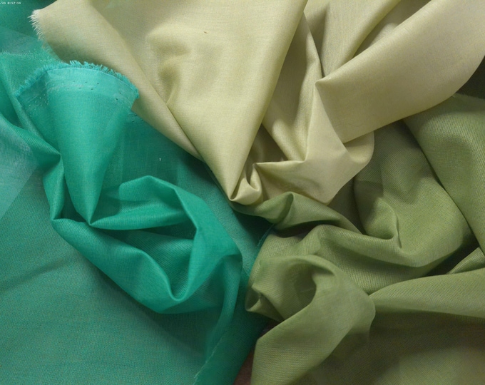 Stash Builder Lot!  100% Cotton Voiles~Shades of Green~3 Colors~1/2YD~Great for Doll Clothes