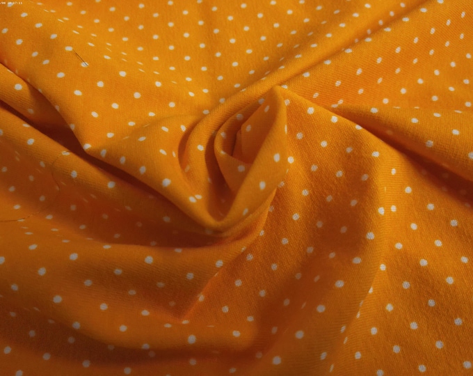 LAST! Cotton/Poly Knit Jersey~Tiny White Pindots on Pumpkin Orange~13"x29"