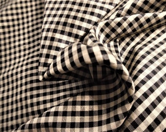 High End Silk Taffeta~Tiny Black/Dark Cream Checks~18"x27"~DollS~Miniatures
