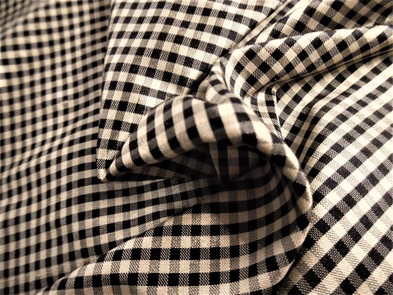 ALMOST GONE! High End Silk Taffeta~Tiny Black/Cream Checks~15"x27"~DollS~Miniatures