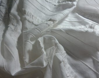 Pintucked Ruffled Cotton Lawn~White~Diagonal Pattern~18"x27"