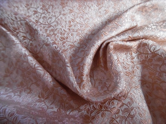100% Silk Jacquard Brocade~Miniature Scale~Allover Floral~Shades Pink/Pearl~19"x20"~Japan~KS171