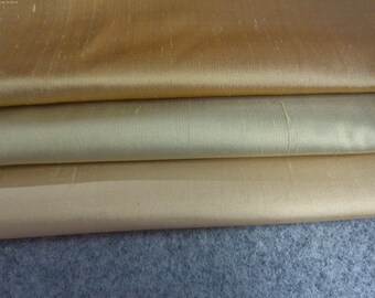 LAST! STASH BUILDER~Silk Dupioni in Three Shades Gold~1/3 Yard Total