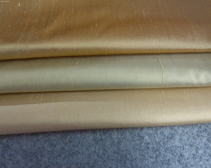 STASH BUILDER~Silk Dupioni in Three Shades Gold (Ass.A)~1/3 Yard Total