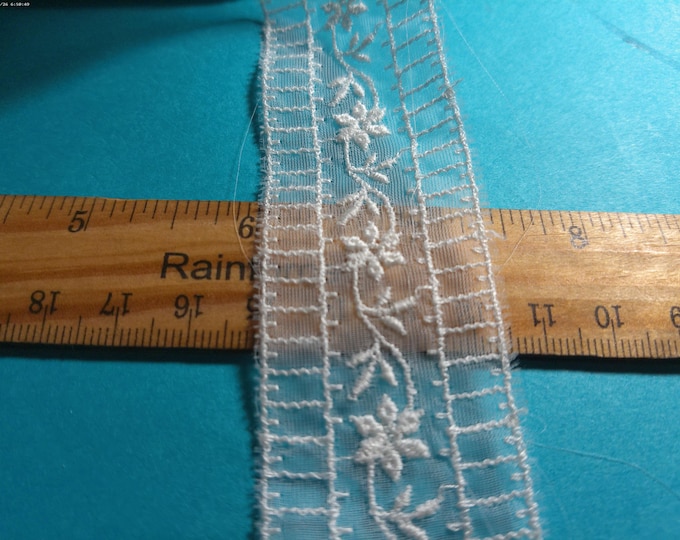 Vintage Nylon Insertion~White~1.25"x 1Yard~Only Listing!