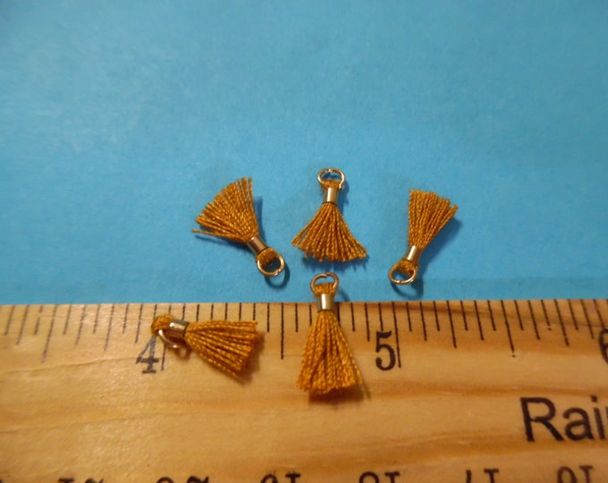 Itty Bitty Tassels~Dark Gold~Set of Five~Tiniest I Can Find~Great 4 Adorning Doll Clothing~Accesories~Modern, Antique, & Vintage Dolls