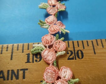 Schiffli Braid~Floral Clusters~Shades of Dusty Pink~3/4" wide~Make Appliques~BTY