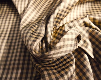 High End Silk Taffeta~Micro Check~Olive Brown~9"x27"~Doll Fabric