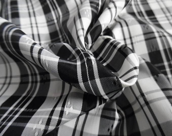 New Jacquard Plaid Taffeta~100% Acetate~Black & White~18"x30"~Doll Fabric