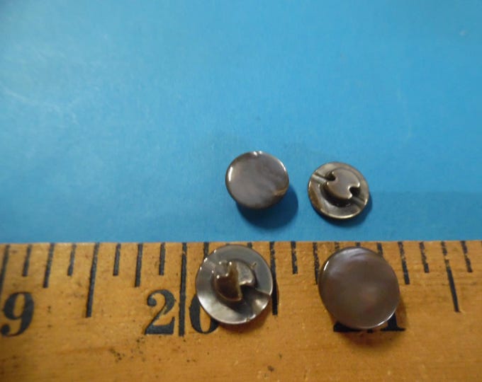 Vintage Glass Shank Buttons~Pearl Gray~10MM~4 Pieces