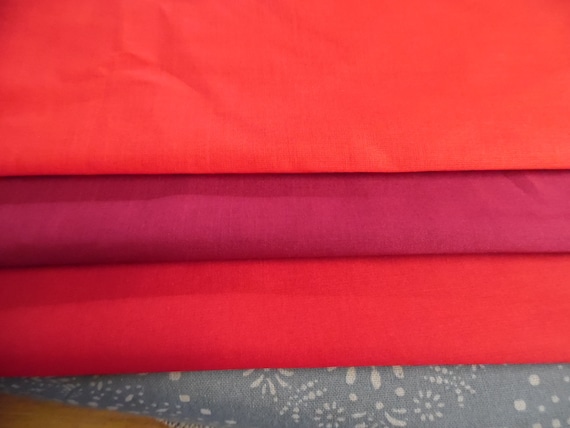 Stash Builder Lot!  100% Cotton Voiles~Shades of Red~1/2 Yard Total~Great for Doll Clothes