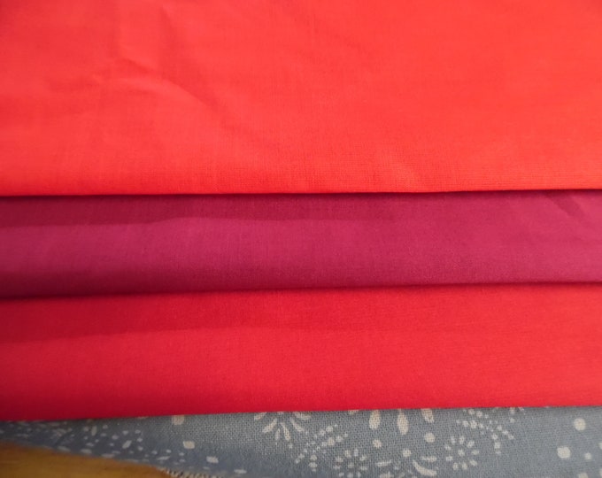 Stash Builder Lot!  100% Cotton Voiles~Shades of Red~1/2 Yard Total~Great for Doll Clothes