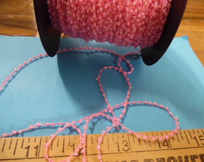 Tiny 1/16" Glass Bead Trim~Baby Pink~3 Yards~Doll Dress and Hat Trim~Flapper Doll