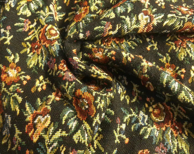 Small Doll Scale Tapestry Brocade~Salmon/Green/Black~12"x30"~Doll Acc's~Trunk Liner~Doll Furniture Upholstery Fabric